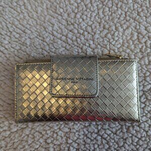ADRIENNE VITTADINI SNAP FRONT ZIP AROUND WALLET GOLD